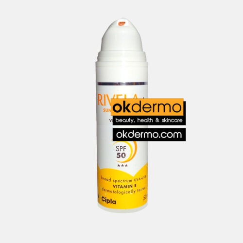 Buy Rivela Tint Sunscreen Lotion SPF 50 by Cipla UVA UVB Vitamin E original okdermo com